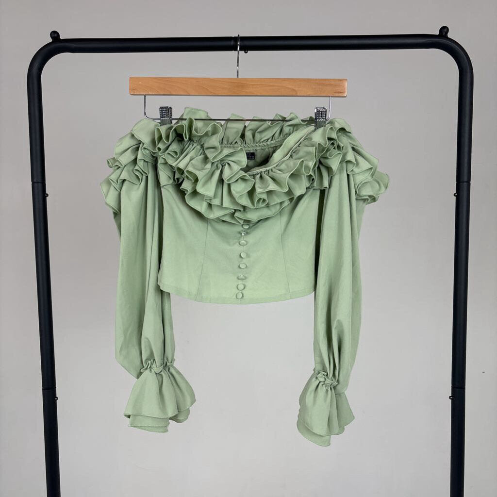 NWT Ruffle Hem Off-Shoulder Top (0)