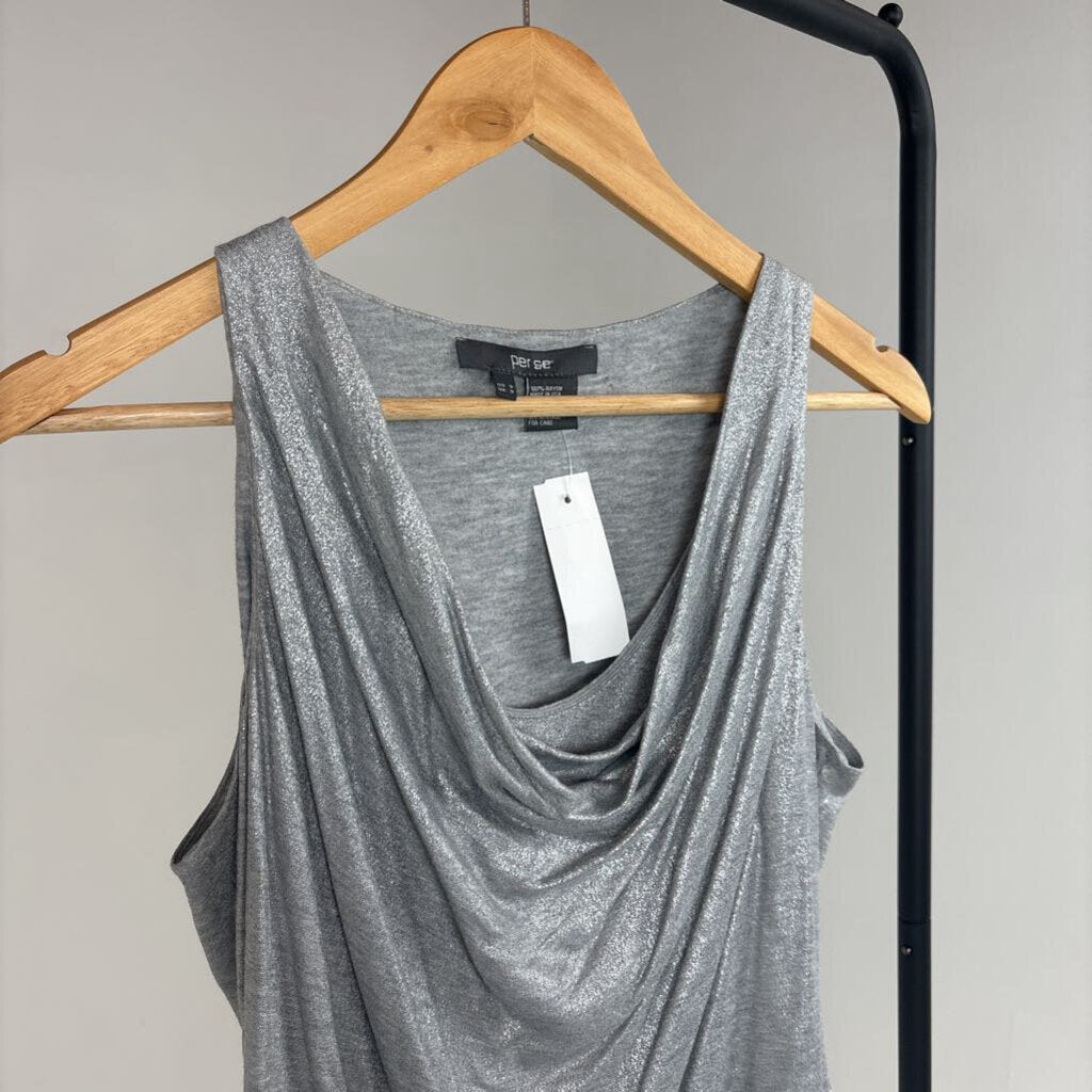 Metallic Cowl Neck Tank (S)