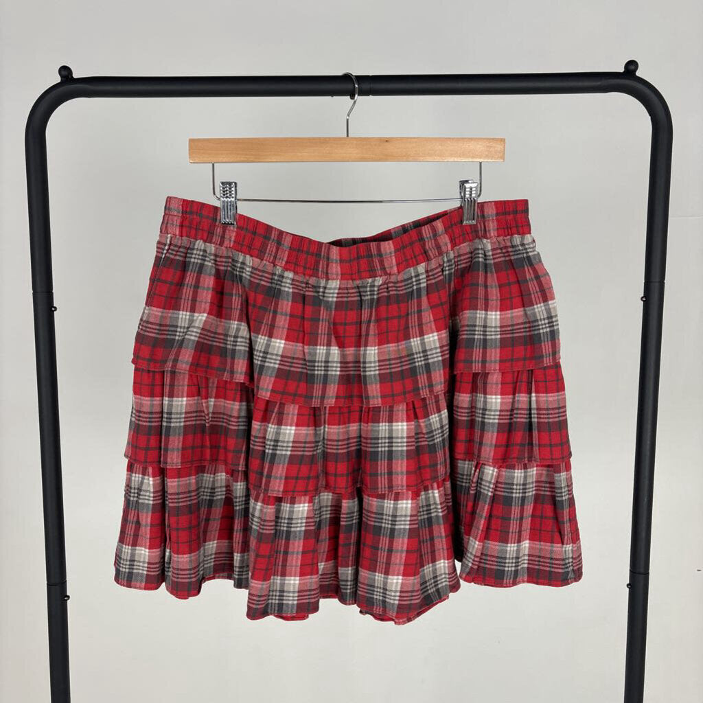 Layered Plaid Mini Skirt (XL)