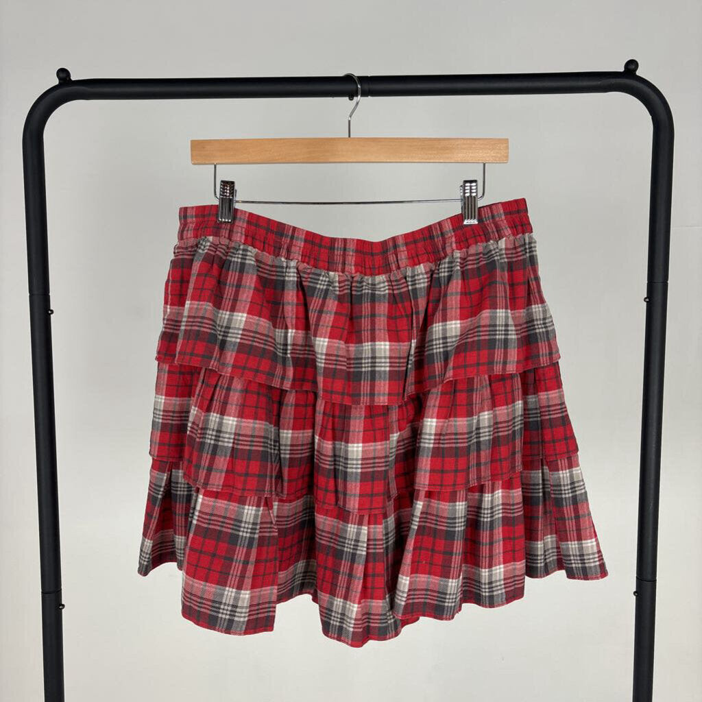 Layered Plaid Mini Skirt (XL)