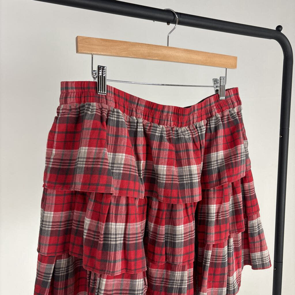 Layered Plaid Mini Skirt (XL)