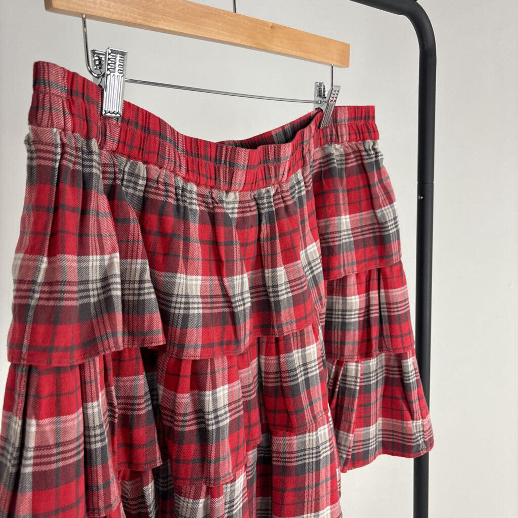 Layered Plaid Mini Skirt (XL)