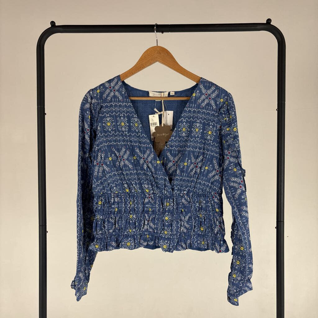 NWT Patterned Peasant Blouse (S)