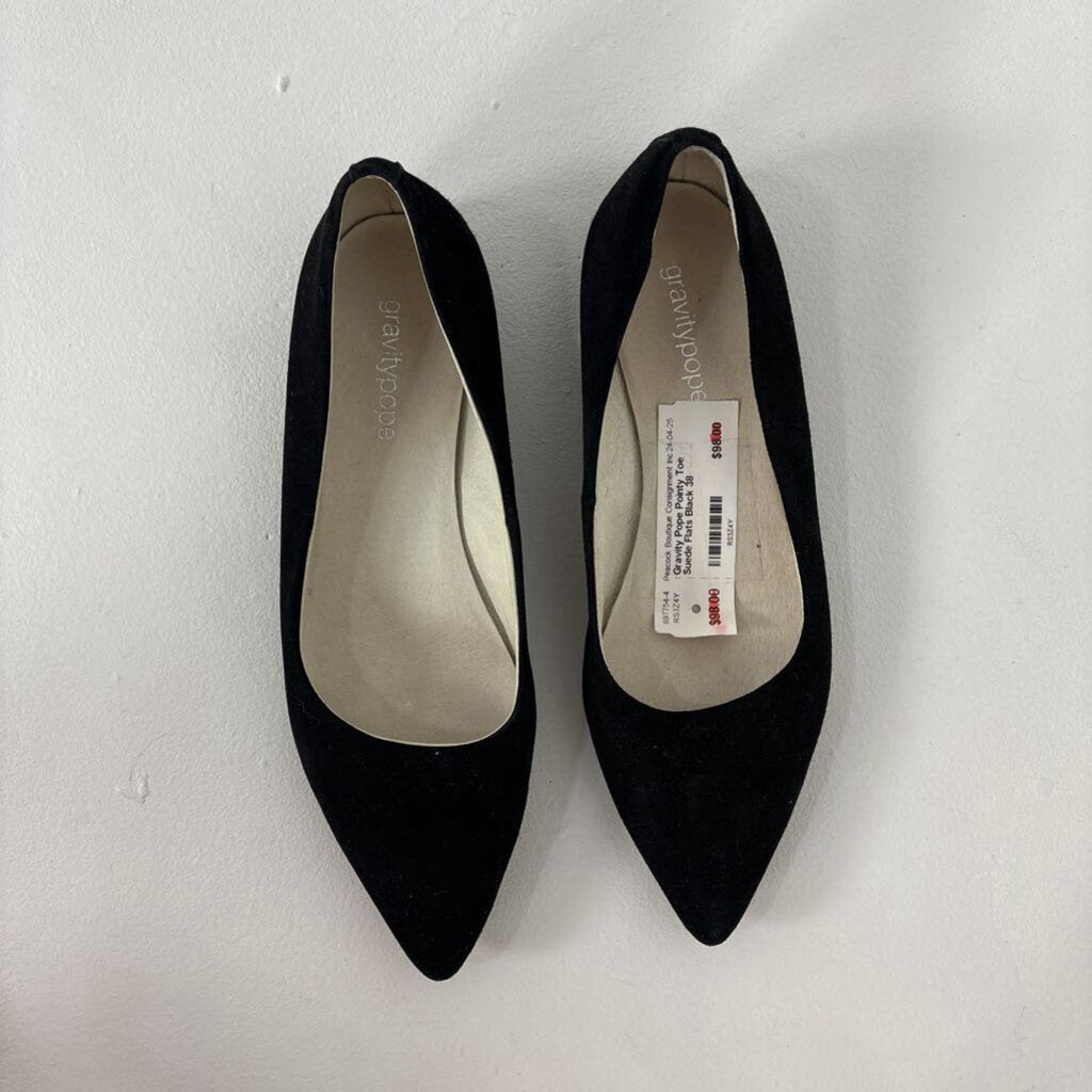 Pointy Toe Suede Flats (38)