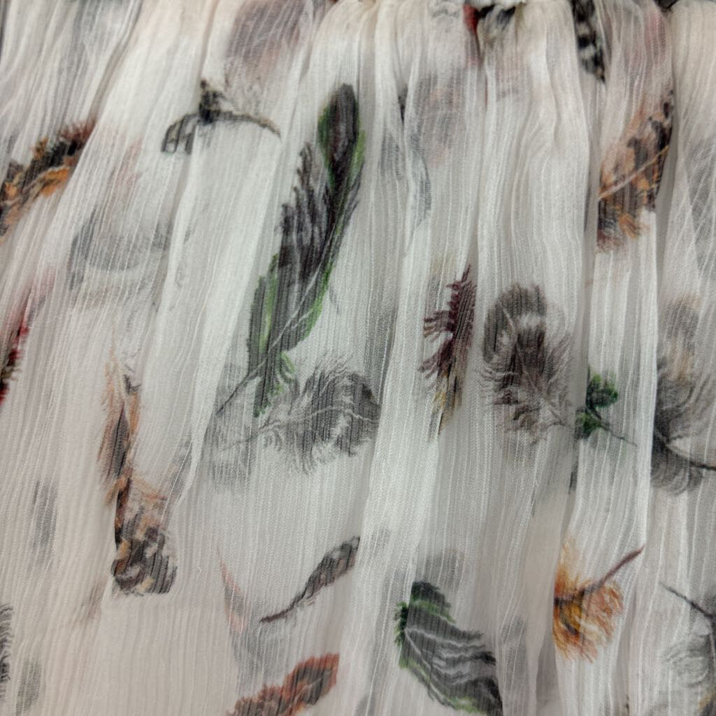 NWT! Feather Print Silk Skirt (XS)