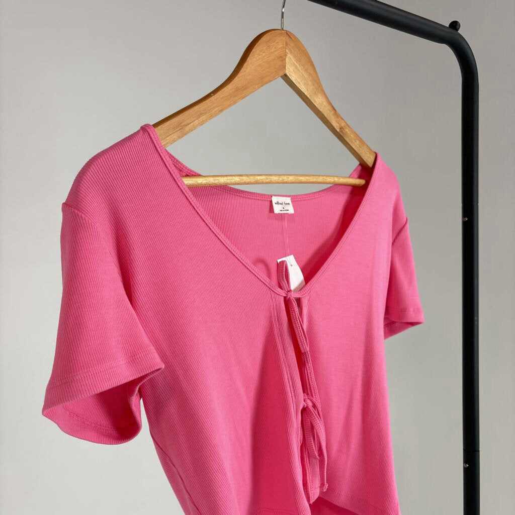 Short Sleeve Tie-front Top (M)