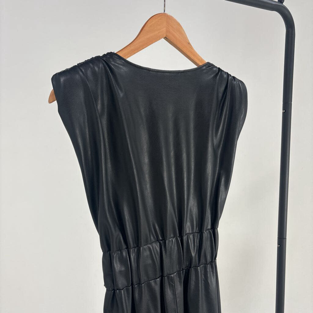 Faux Leather Belted Dress (XS)