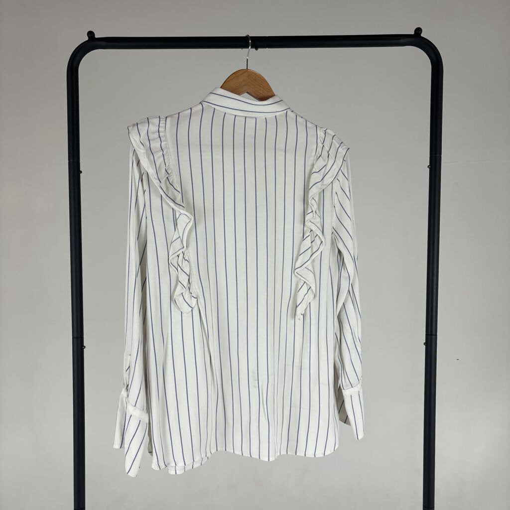 Frill Striped Button Down Blouse (M)