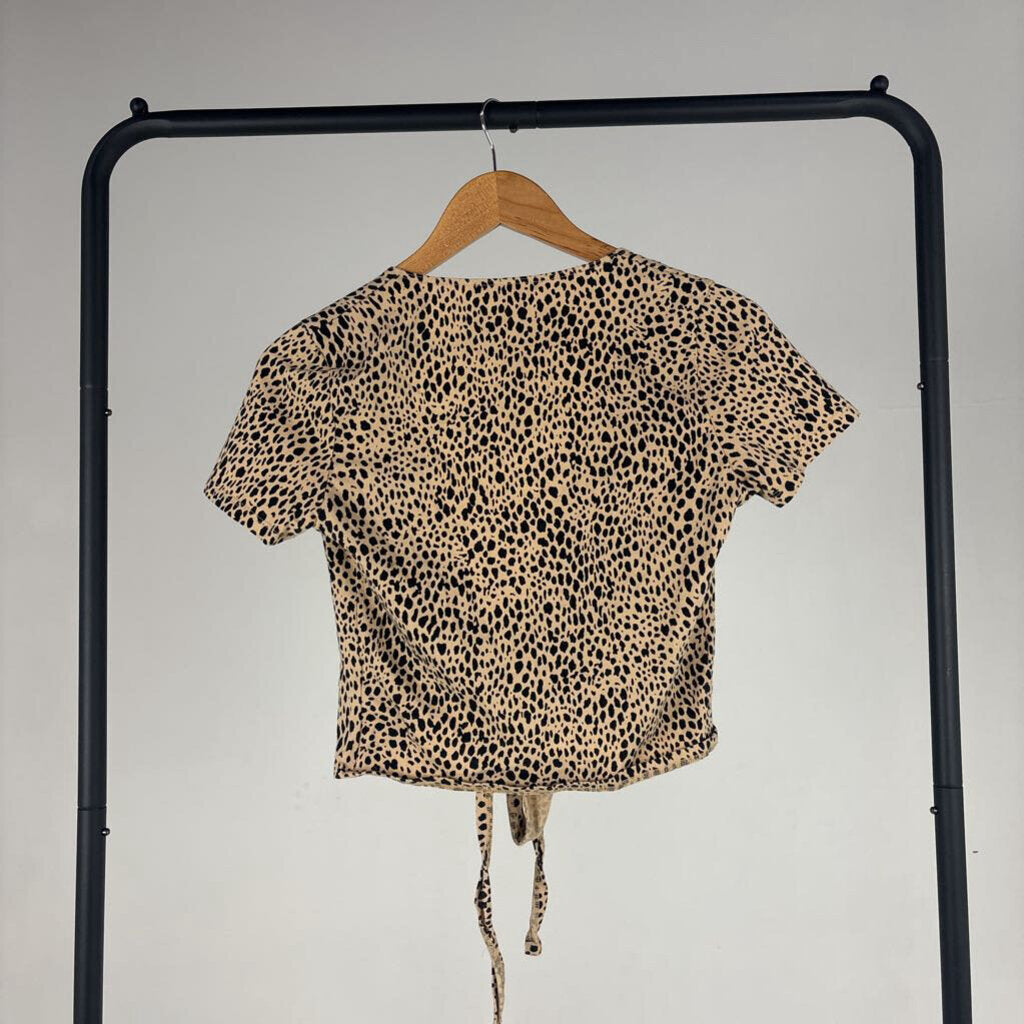 Leopard Print Front Tie Top (S)