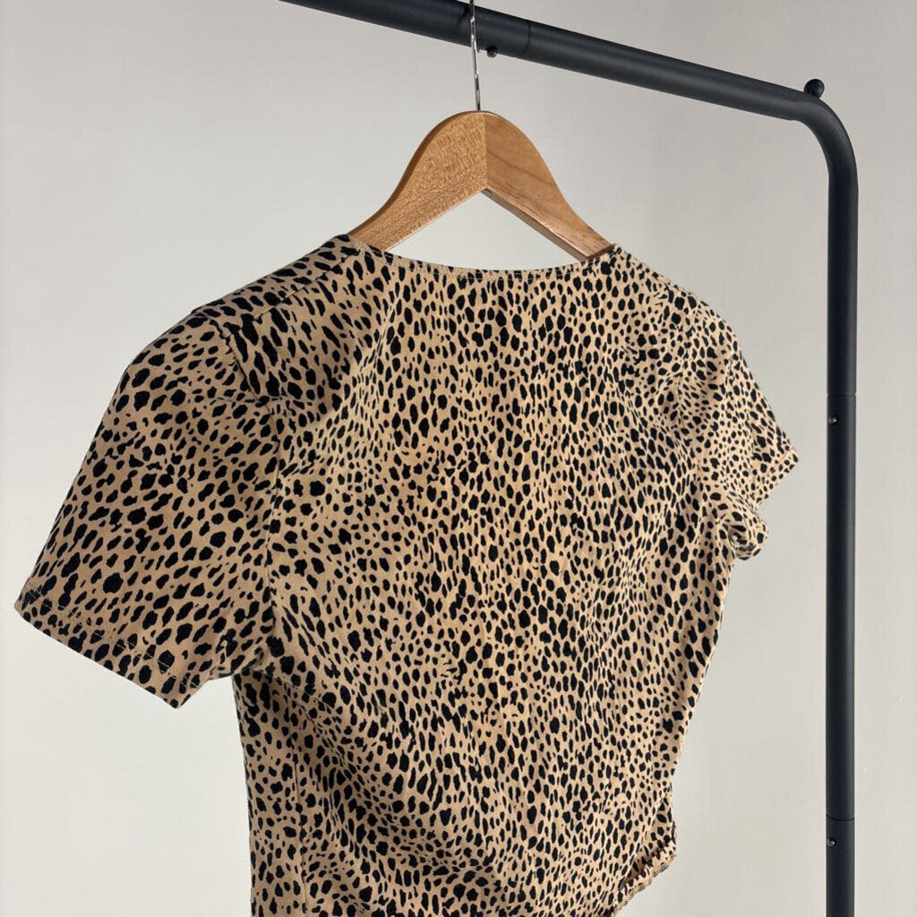 Leopard Print Front Tie Top (S)