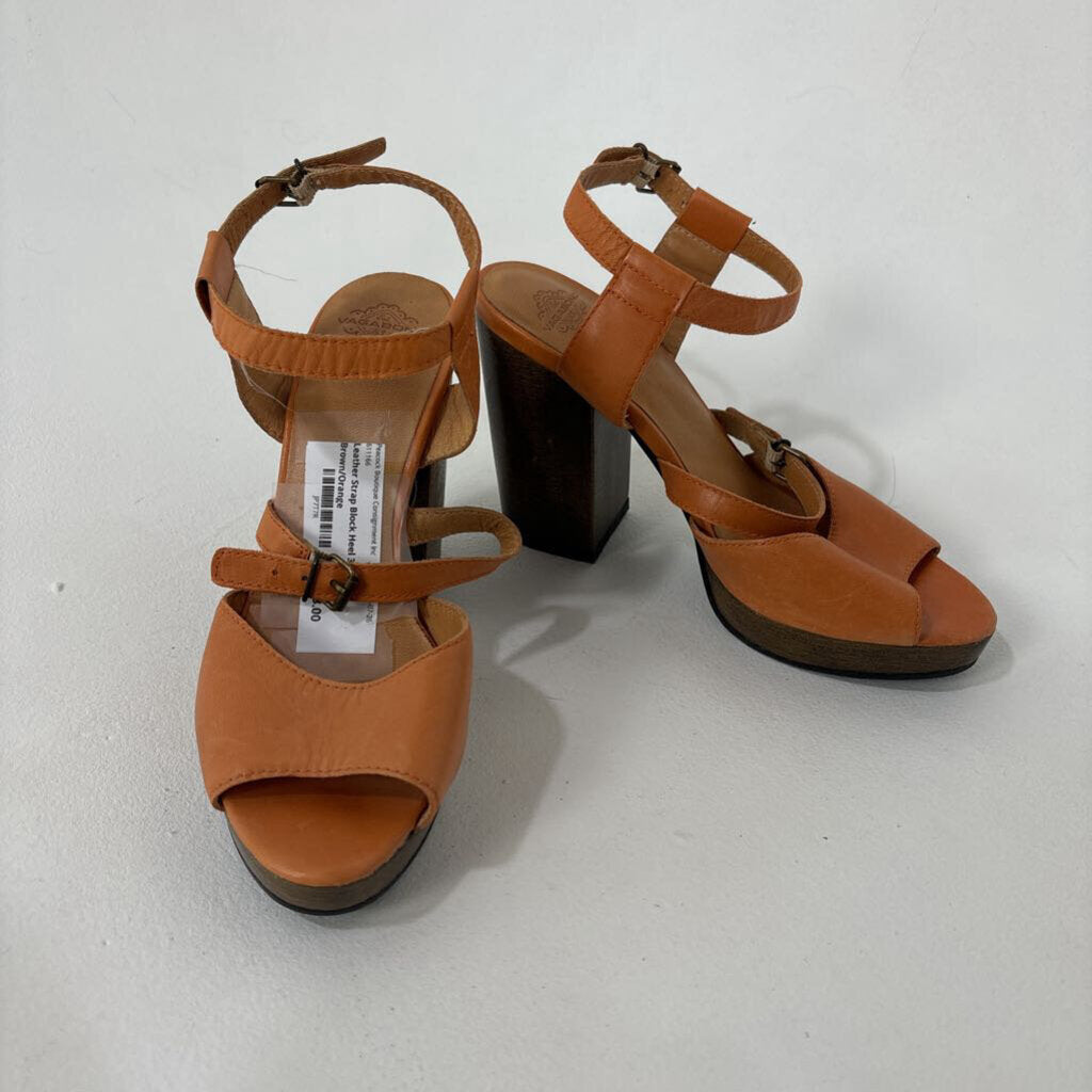 Leather Strap Block Heel (38)