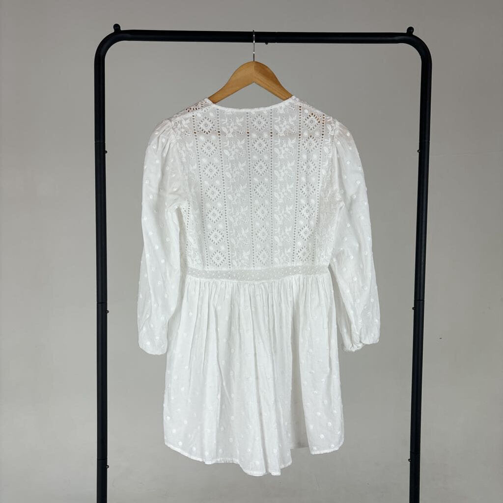 Long Sleeve Eyelet Mini Dress (XS)