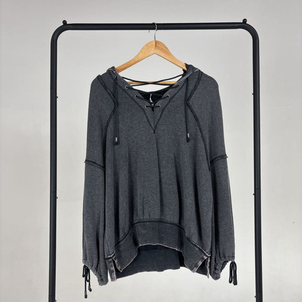 LS Tie V Neck Hoodie (XS)