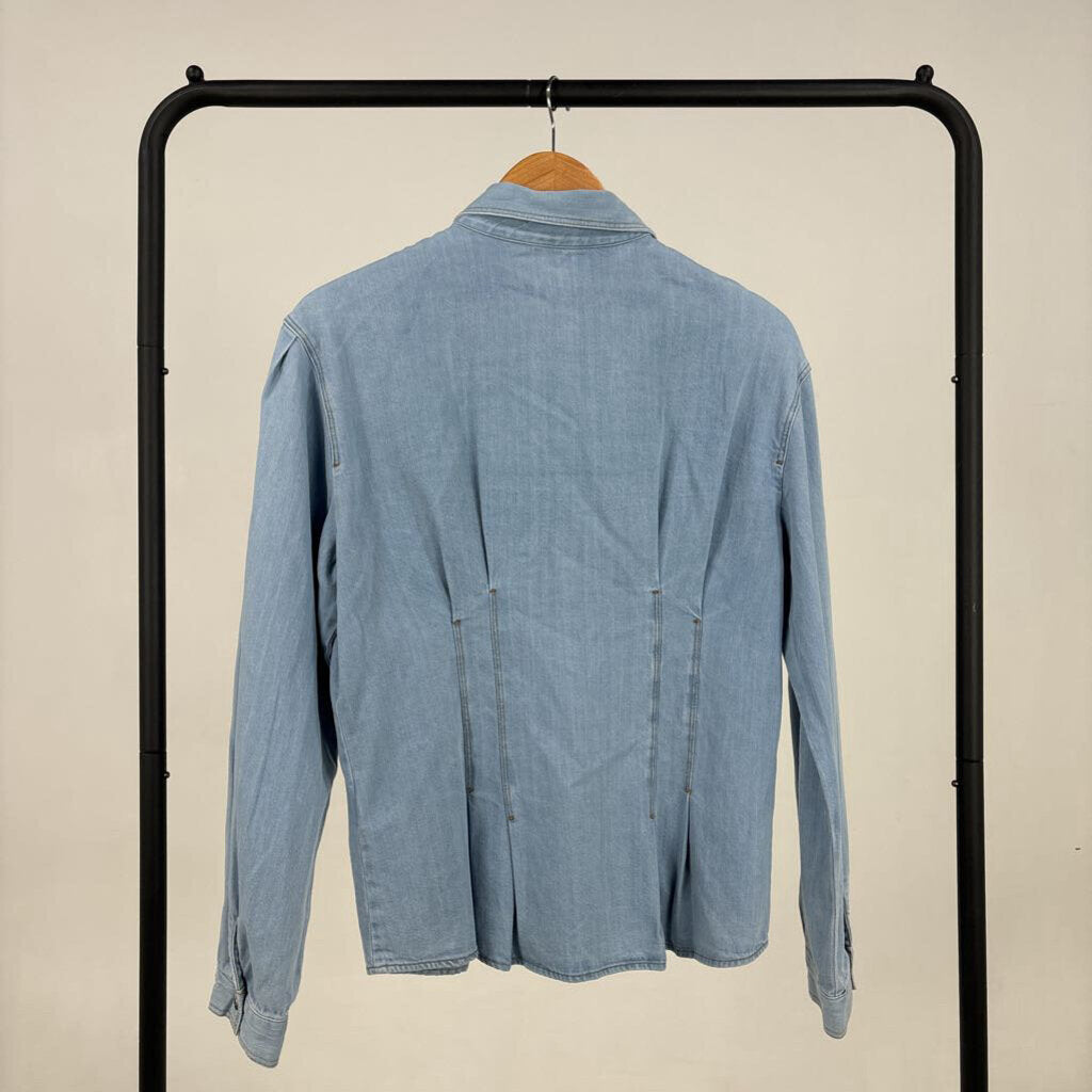 Pleat Denim Button Front Shirt (M)