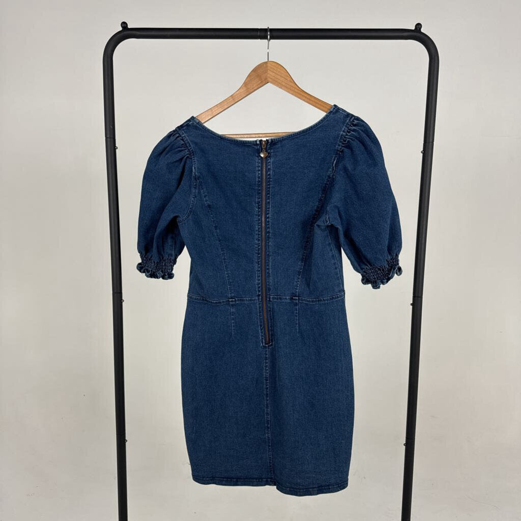 Square Neck Denim Smocked Mini (L)