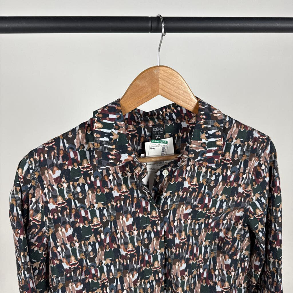 NWT People Graphic Button Up (M)