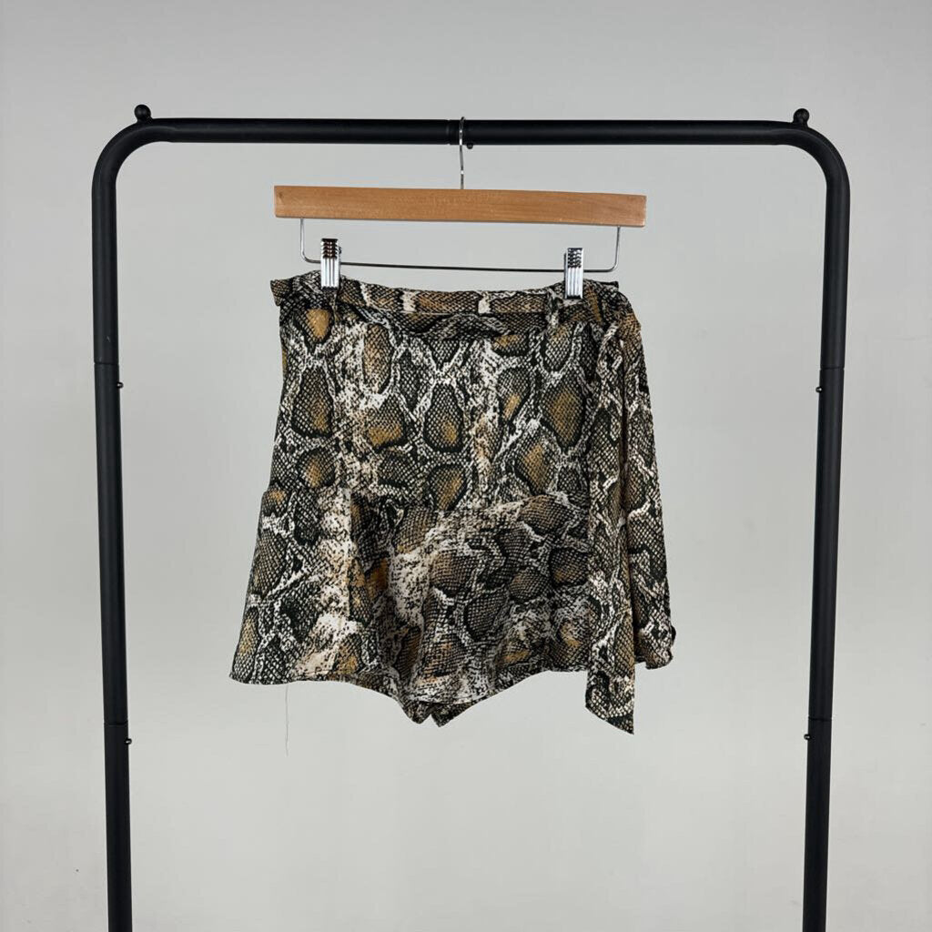 Snake Pr Satin Mini Skirt (M)