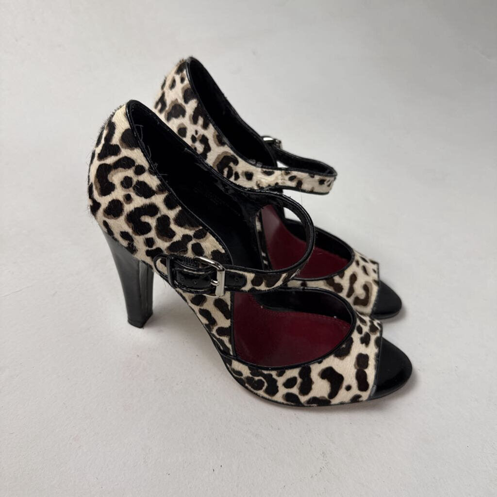 Cowprint Open Toe Heels