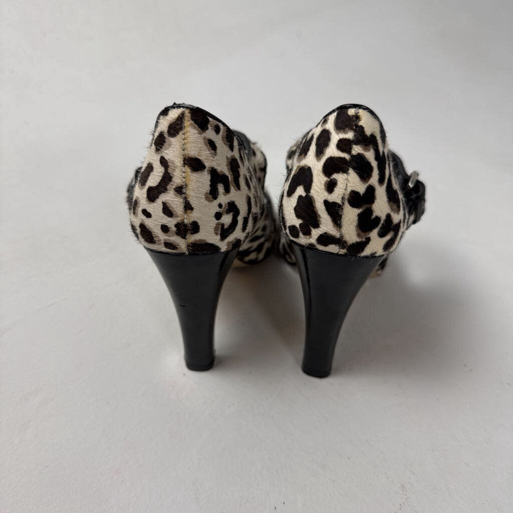 Cowprint Open Toe Heels