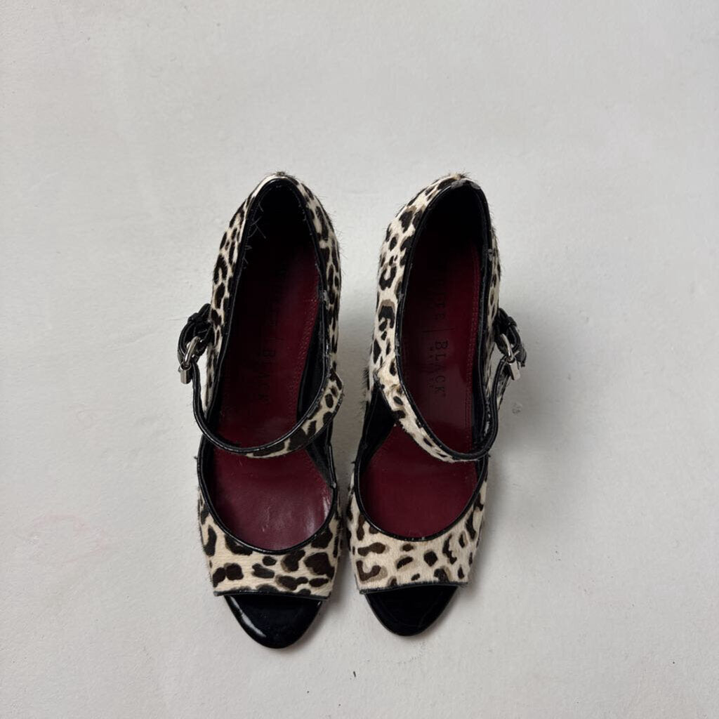 Cowprint Open Toe Heels