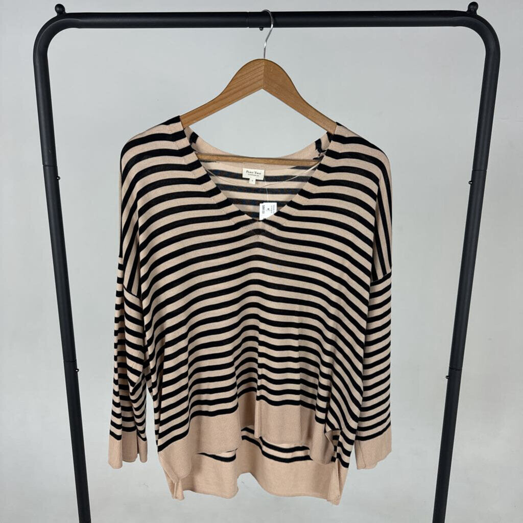 V Neck LS Stripe Top