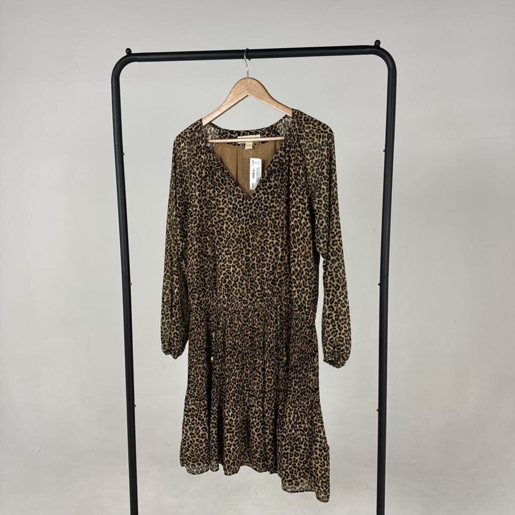 Leopard Print LS Tiered Midi