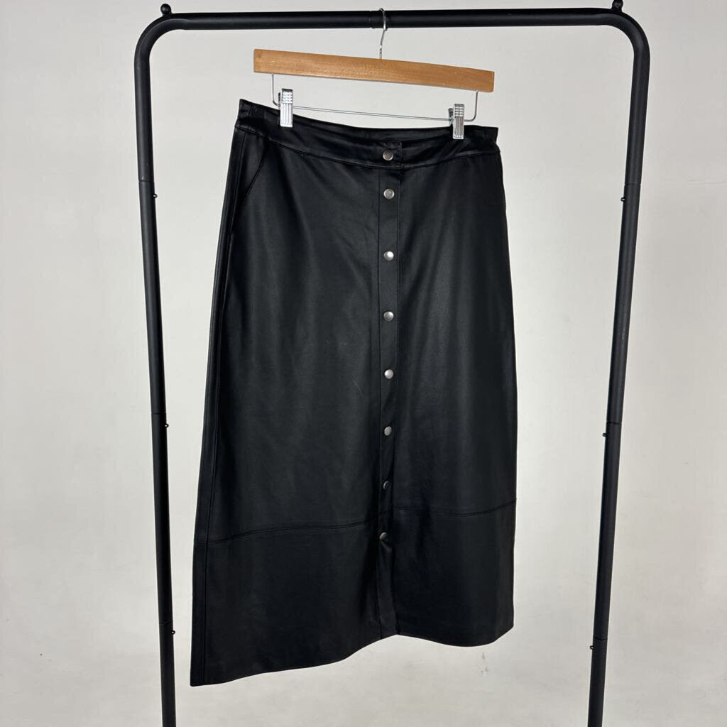 Button Down Pleather Skirt