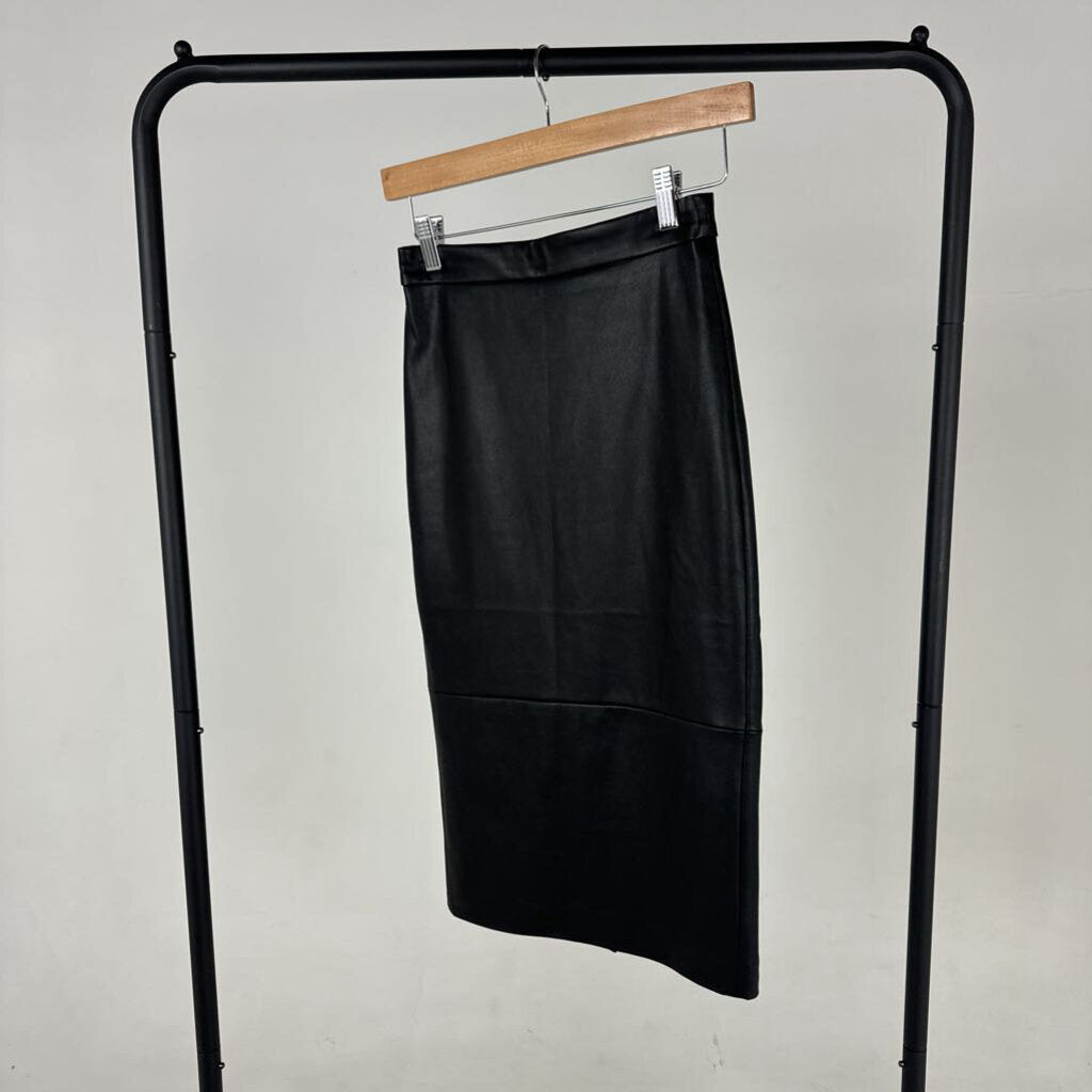 Pleather Midi Pencil Skirt